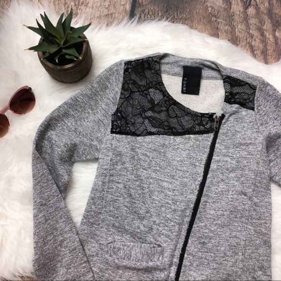 Anthropologie Sweaters - ANTHROPOLOGIE Moto Lace Sweatshirt Cardigan {H42}